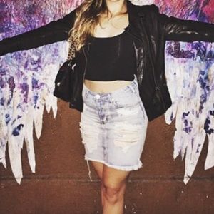 One Teaspoon “2020” high waisted denim skirt